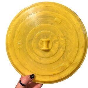 Vintage Cascade Made In USA Yellow Lucite Thread Box / Bowl With Lid